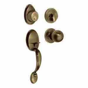 Juego Chapas Puerta Principal Cerradura Jaladera Hermex CEP-21PJP Color Latón Antiguo